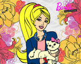 Dibujo Barbie con su linda gatita pintado por adriana200