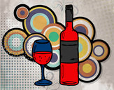 Dibujo Botella de vino y copa pintado por adriana_12