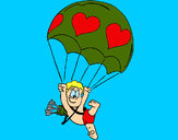Dibujo Cupido en paracaídas pintado por amalia