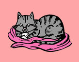 Dibujo Gato en su cama pintado por amaliasoli