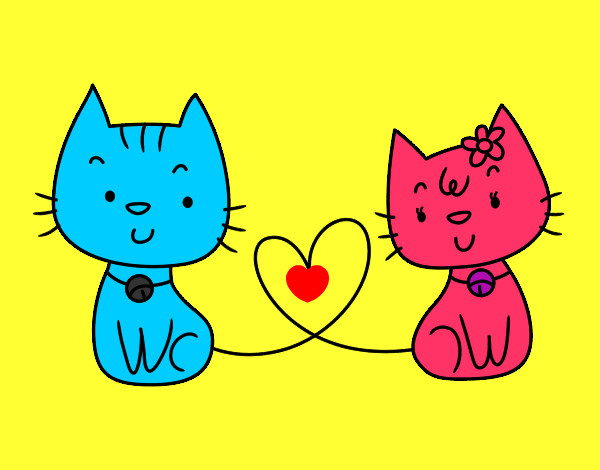 Dibujo Gatos enamorados pintado por Anto05