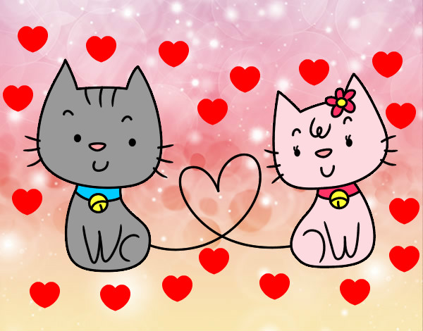Dibujo Gatos enamorados pintado por iai14