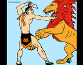 Dibujo Gladiador contra león pintado por kittens 