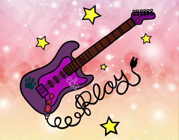 Dibujo Guitarra y estrellas pintado por laura0_