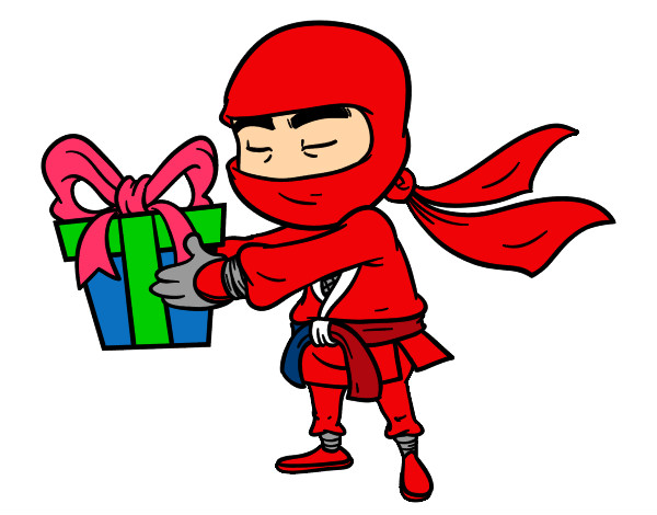 Dibujo Ninja con un regalo pintado por Karlo296
