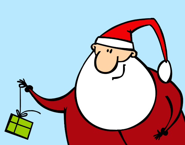 Dibujo Papa Noel con un regalo pintado por marijos-