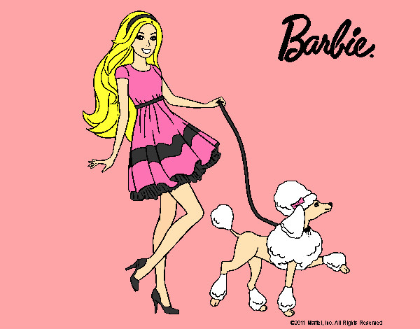 Dibujo Barbie paseando a su mascota pintado por LuciTini