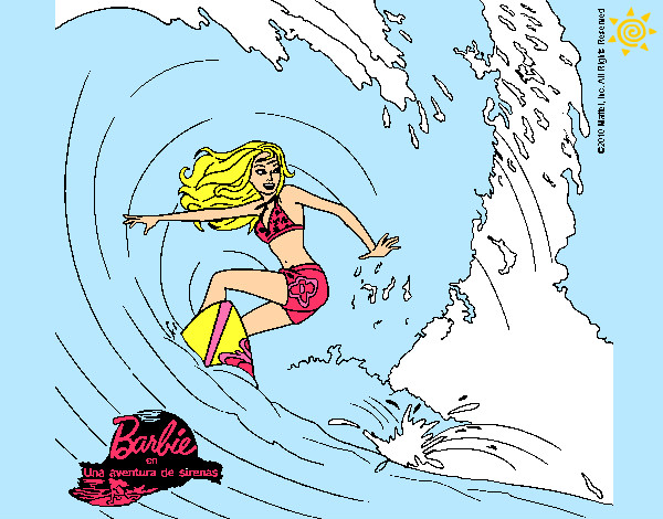 Dibujo Barbie practicando surf pintado por LuciTini