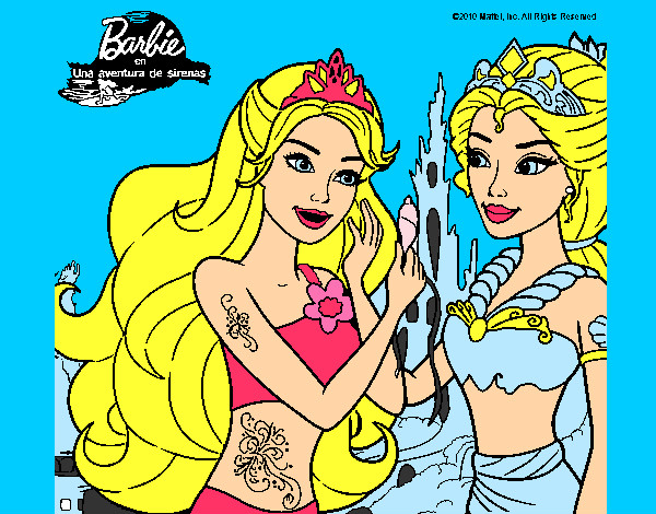 Dibujo Barbie se despiede de la reina sirena pintado por LuciTini