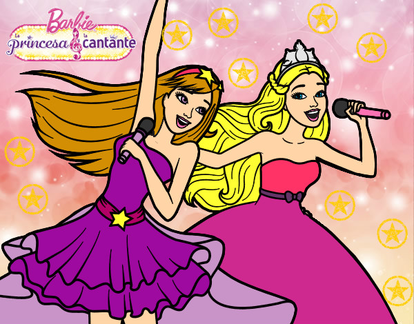 Barbie y la princesa cantando