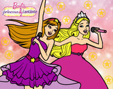 Dibujo Barbie y la princesa cantando pintado por moavi2003