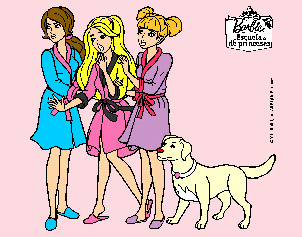 Dibujo Barbie y sus amigas en bata pintado por LuciTini