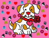 Dibujo Cachorro con una flor en la boca pintado por LuciTini