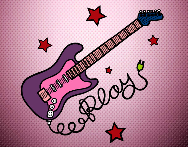 Dibujo Guitarra y estrellas pintado por dangi