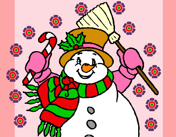 Dibujo Muñeco de nieve con bufanda pintado por LuciTini
