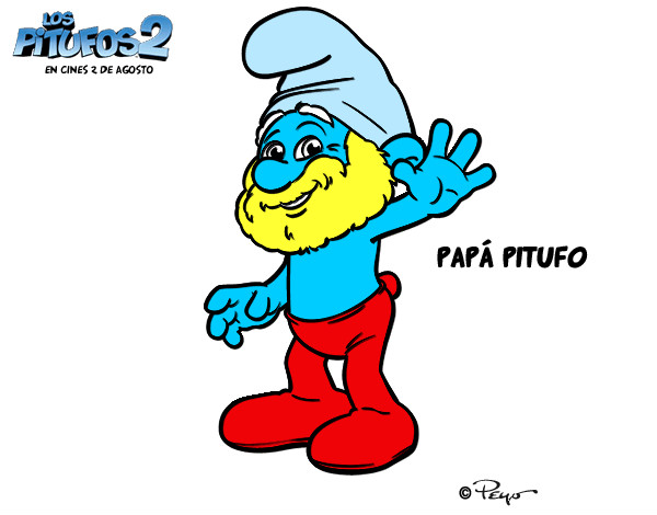 Dibujo Papá Pitufo pintado por Gobasa