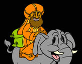Dibujo Rey Baltasar en elefante pintado por amalia