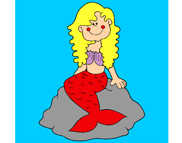 Dibujo Sirena sentada en una roca pintado por saracl