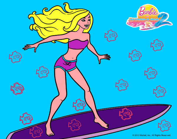 Dibujo Surfeando las olas pintado por barbie14
