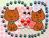 Dibujo Gatos enamorados pintado por mariapc