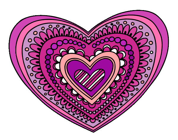 Dibujo Mandala corazón pintado por dibula