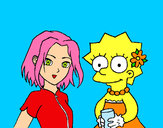 Dibujo Sakura y Lisa pintado por milimari