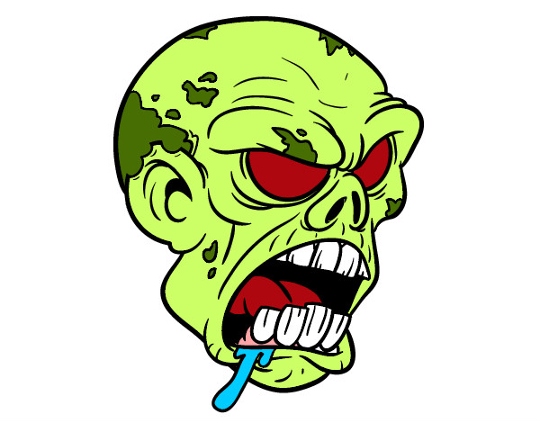 Dibujo Cabeza de zombi pintado por morters