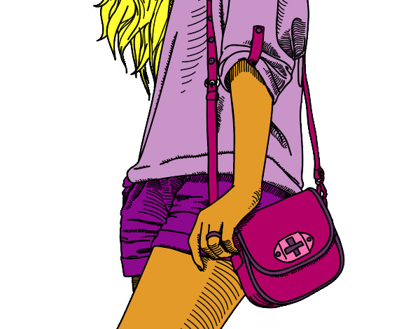 Dibujo Chica con bolso pintado por Saritita