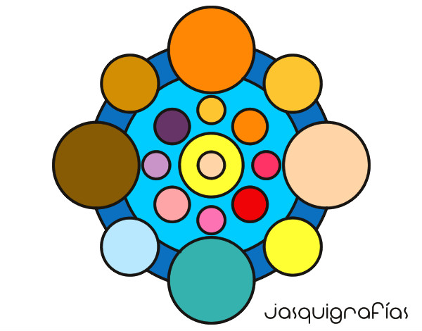 Dibujo Mandala con redondas pintado por Quira