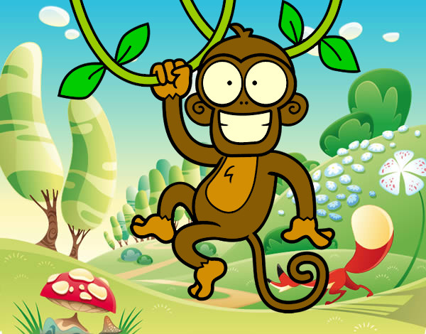 Mono en la selva