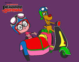 Dibujo Mr Peabody y Sherman en moto pintado por matiel
