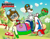 Dibujo Mr Peabody y Sherman en moto pintado por PEPELCHINO