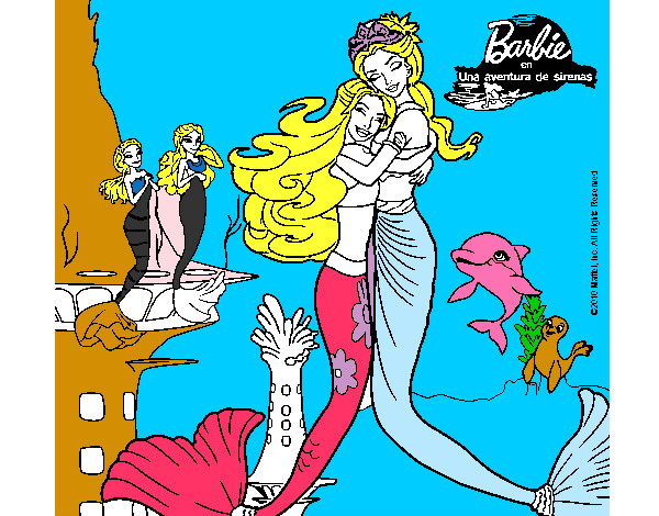 Dibujo Barbie sirena y la reina sirena pintado por Mafer08
