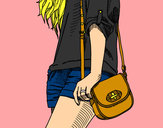 Dibujo Chica con bolso pintado por Naat