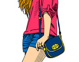 Dibujo Chica con bolso pintado por Unicornio3