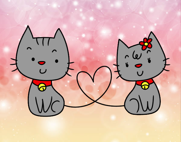 Dibujo Gatos enamorados pintado por Meloki