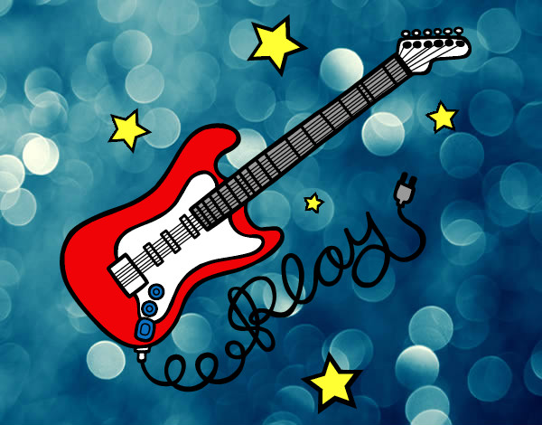 Dibujo Guitarra y estrellas pintado por Cristobale