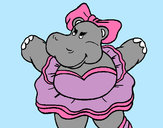 Dibujo Hipopótama con lazo pintado por Meloki