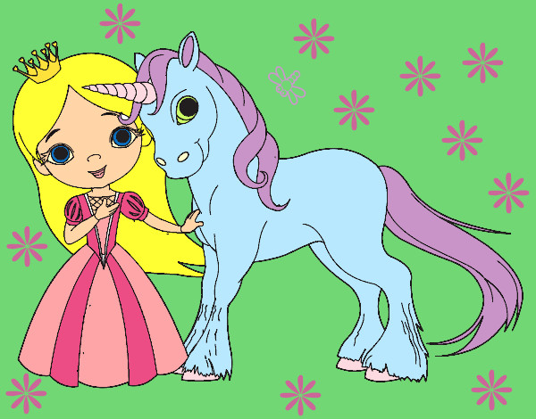 Dibujo Princesa y unicornio pintado por ardnas