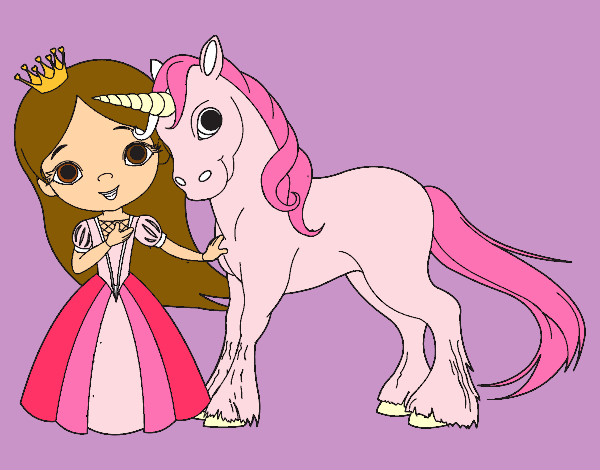 Dibujo Princesa y unicornio pintado por cristal67