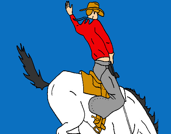 Dibujo Vaquero en caballo pintado por AlejandroJ