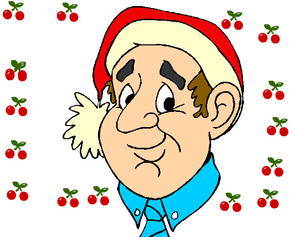 Dibujo Abuelo con gorro navideño pintado por enya34