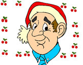 Dibujo Abuelo con gorro navideño pintado por enya34