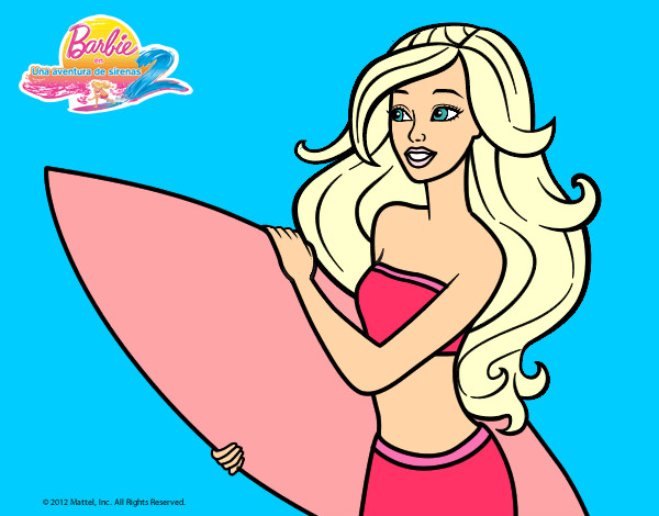 Dibujo Barbie va a surfear pintado por chiquit