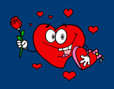 Dibujo Corazón con caja de bombones pintado por labolanta