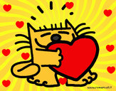 Dibujo El gato y el corazón pintado por osvaldito