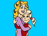 Dibujo Madre e hija abrazadas pintado por chiquit