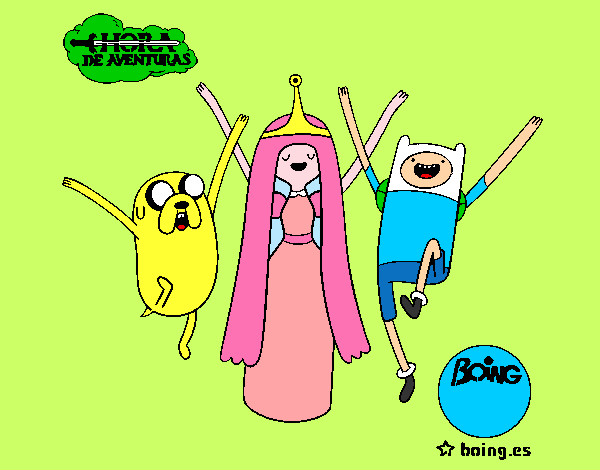 Dibujo Jake, Princesa Chicle y Finn pintado por Esti8