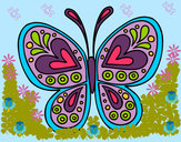 Dibujo Mandala mariposa pintado por lulufasano