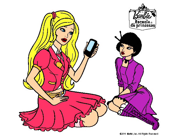 Dibujo Barbie con el teléfono móvil pintado por jacquiii
